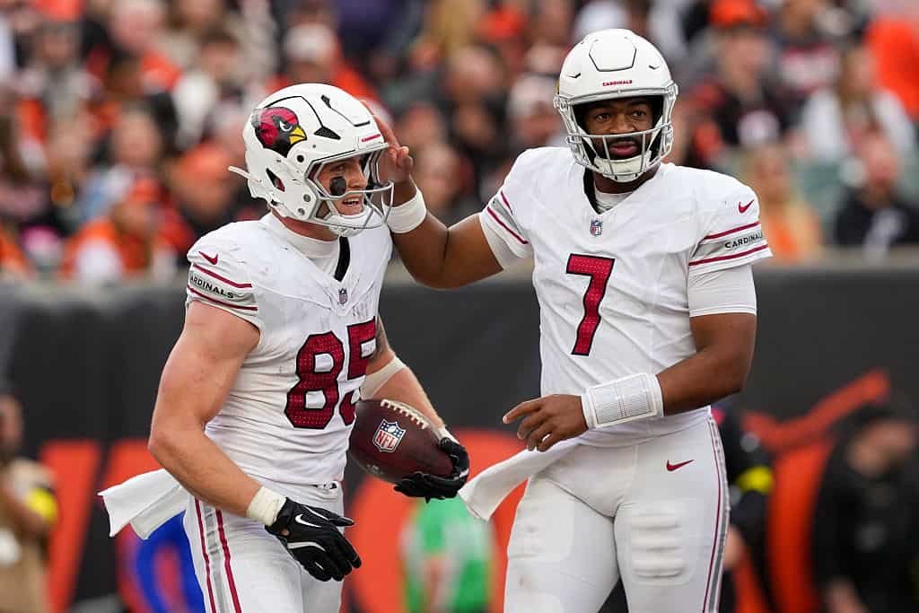 NFL Offensive Trends: Fantasy TE Production Heading Into 2026 Trey McBride celebrates with Jacoby Brissett